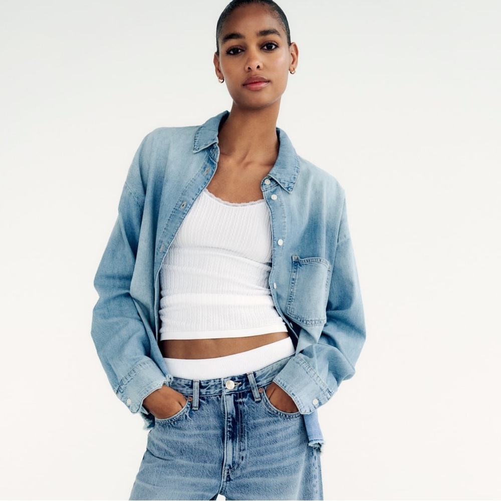 Zara denim shirt size S/M ,New with Tag